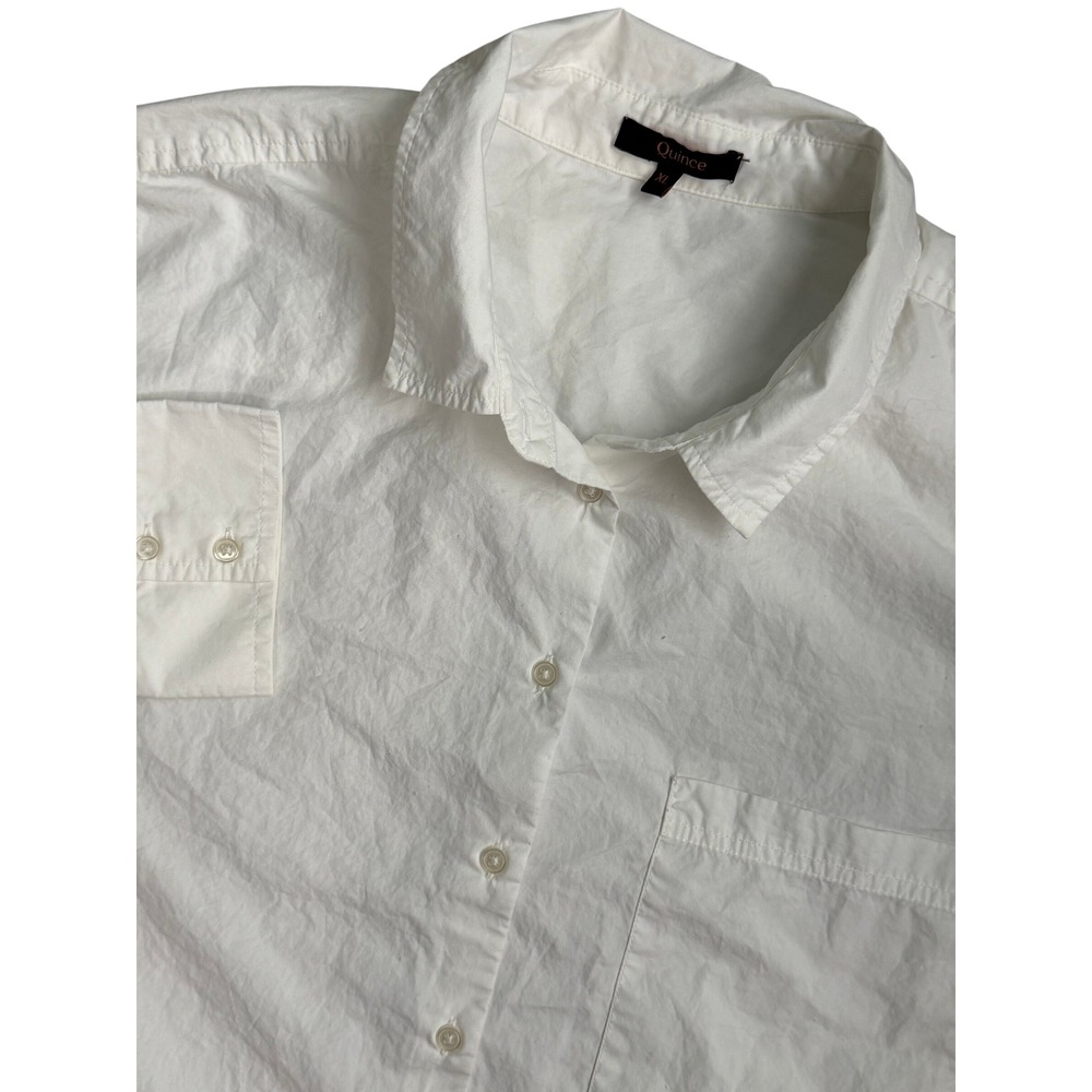 Quince Organic Cotton Poplin Long Sleeve Boyfriend Shirt White XL LB30249-RK001